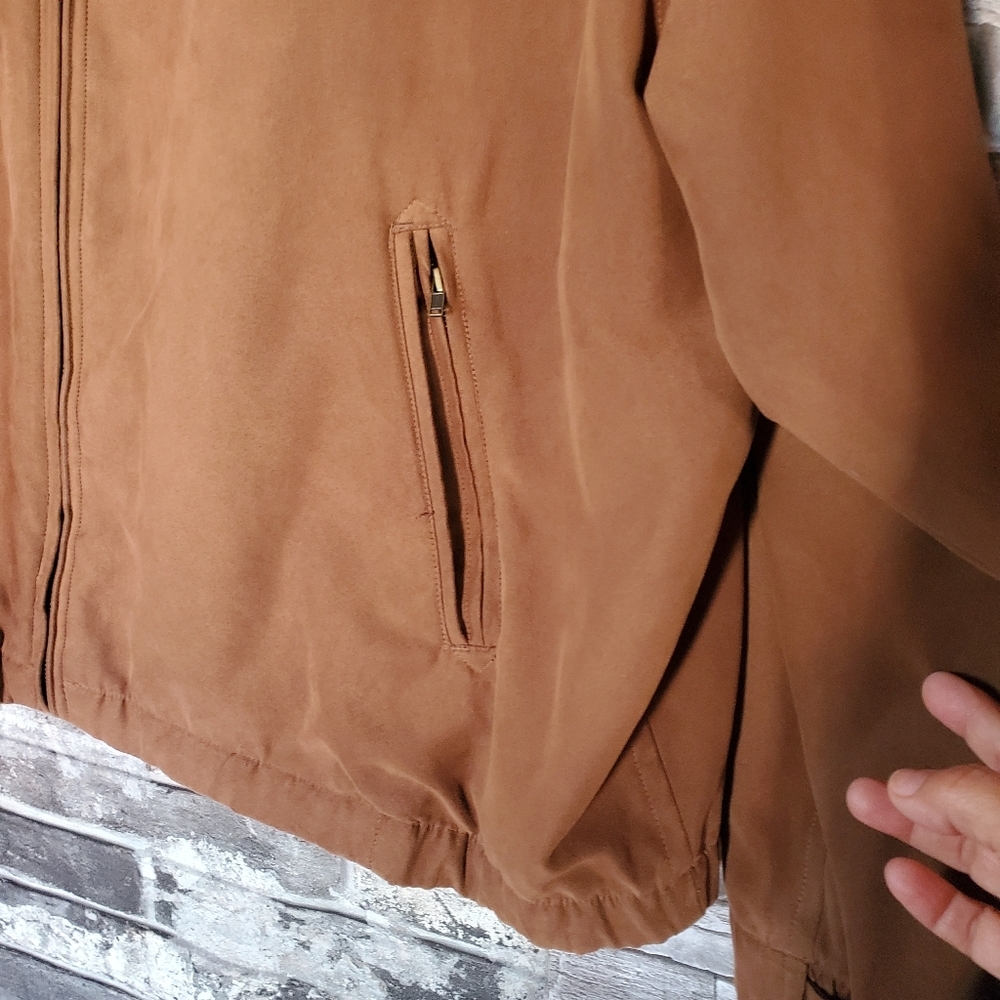 Vintage Gary Player Bomber Jacket Golf Mens XXL Brown Faux Suede Full Zip Lined - Picture 3 of 12